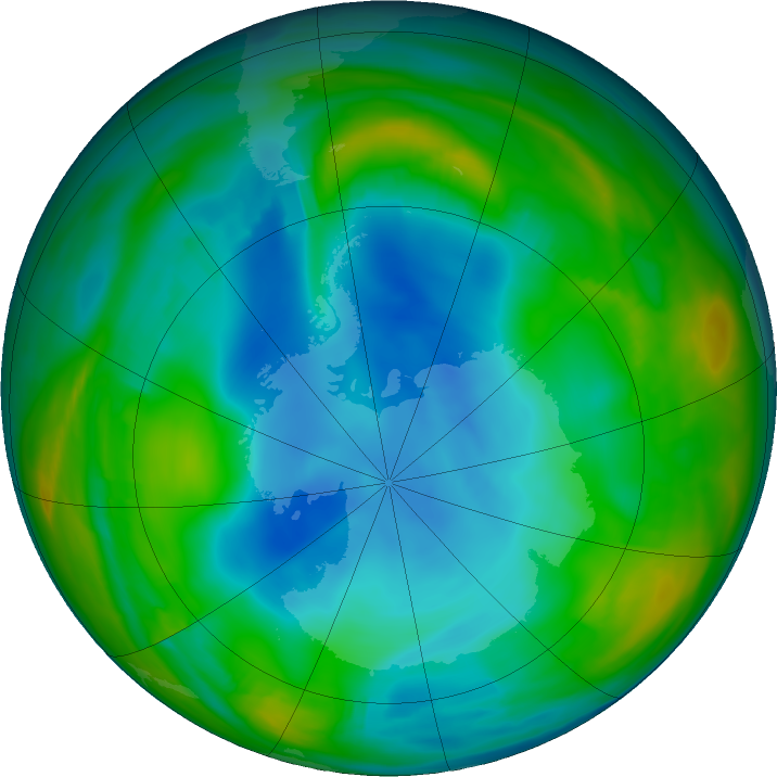 Antarctic ozone map for 23 June 2018
